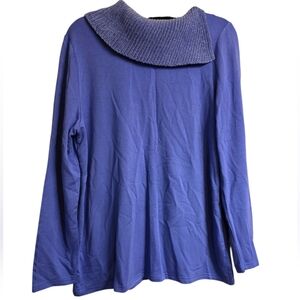 CHICO'S Split Turtleneck Cowl Neck Periwinkle‎ Pullover Top - Size 2 (Large)